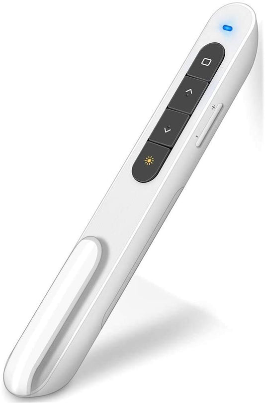 DinoFire White Wireless Presenter, Volume Control Presentation Clicker, RF 2.4GHz PowerPoint Clicker Presentation Remote Control Slide Clicker Advancer