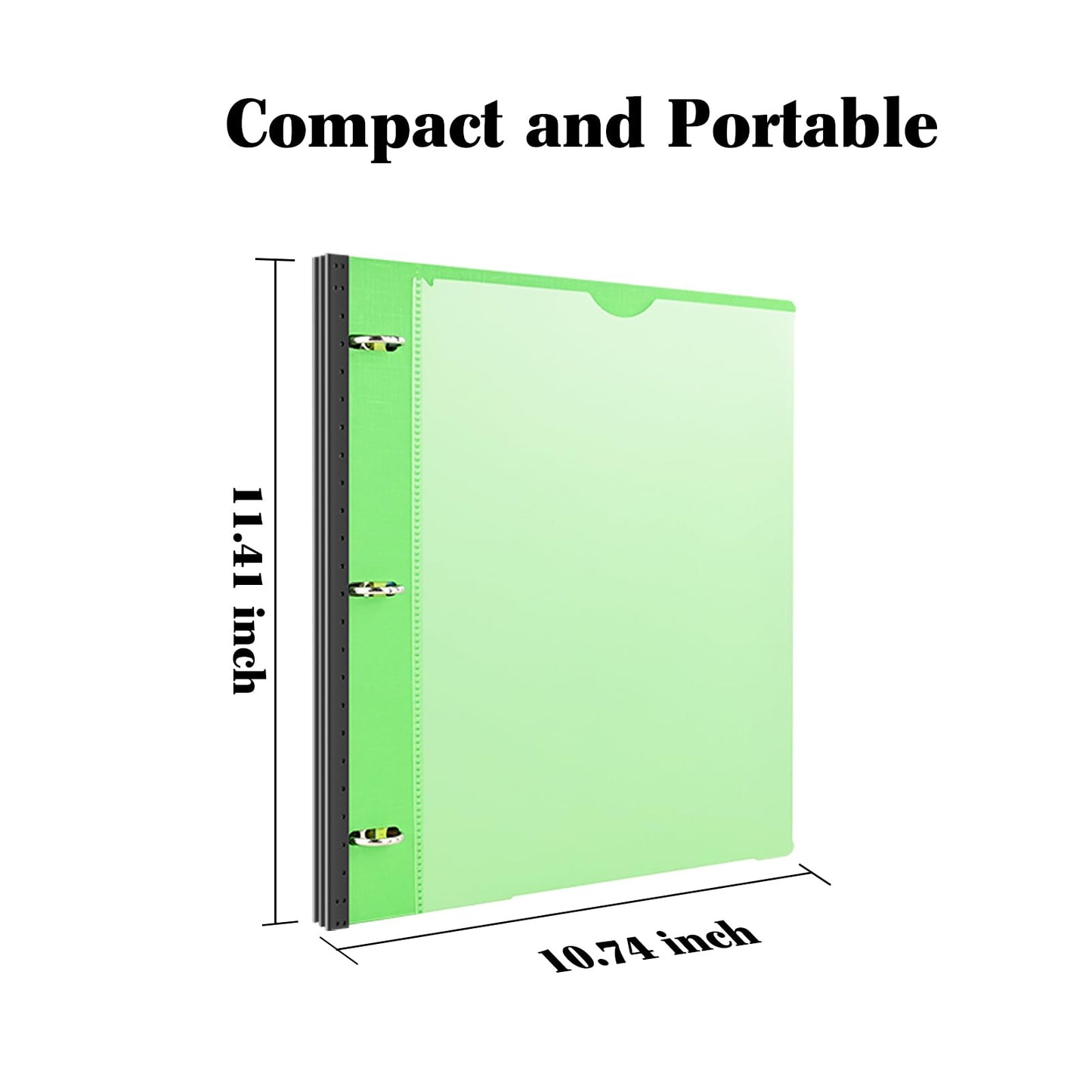INFUN 1 Inch Telescoping 3 Ring Binder - 1PCS,Flexible Round Binder with Customizable Front Cover and Clear Catalog Pocket, 1 Inch Rings, 225 Sheet Capacity- Green