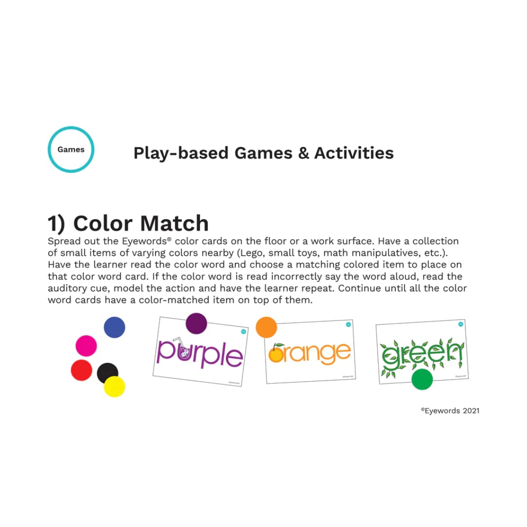 Eyewords - Multisensory Colors, Shapes & Numbers Teaching Cards - Visual, Auditory & Kinesthetic Approach