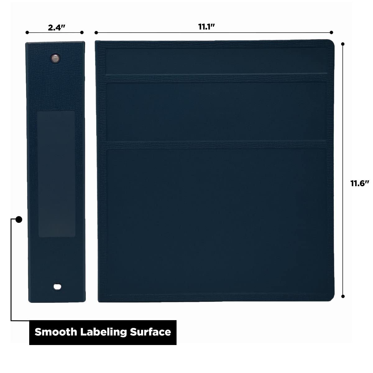 Carstens 2-Inch Heavy Duty 3-Ring Binder - Side Opening, Navy Blue, Durable Plastic, Precision No-Gap Rings, Waterproof Covers, No Pockets, Holds 300 US Letter Sheets, BPA-Free, Made in USA (2829-3R)