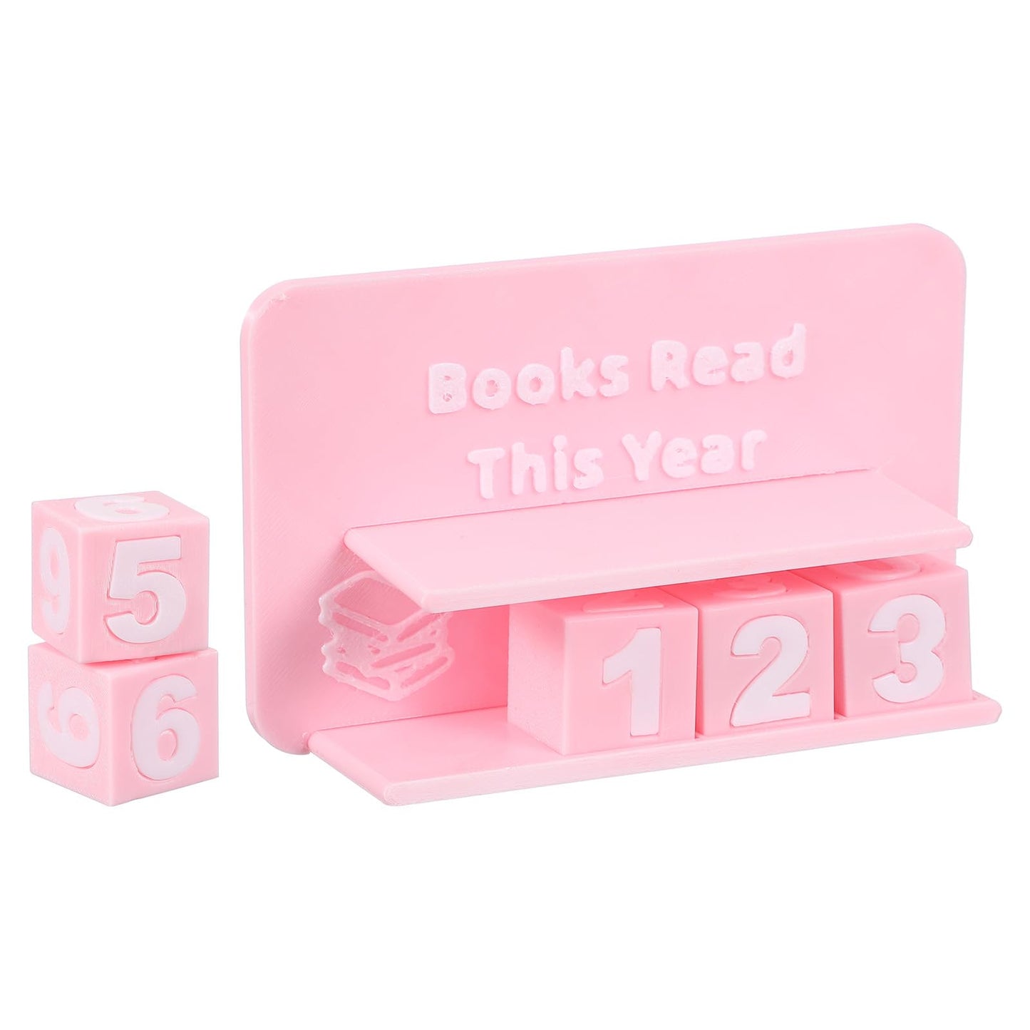 PATIKIL Books Read This Year Tracker, 3D Reading Challenge Counter Sign Library Bookshelf Decor Reading Challenge Number Up to 999 Books Gift for Reader Book Lovers Teachers, Pink
