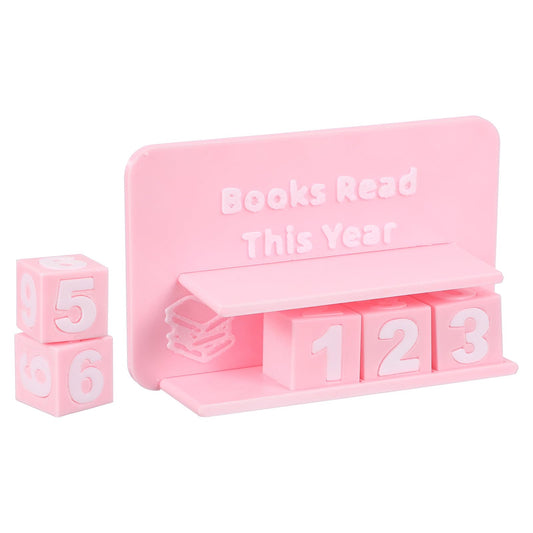 PATIKIL Books Read This Year Tracker, 3D Reading Challenge Counter Sign Library Bookshelf Decor Reading Challenge Number Up to 999 Books Gift for Reader Book Lovers Teachers, Pink