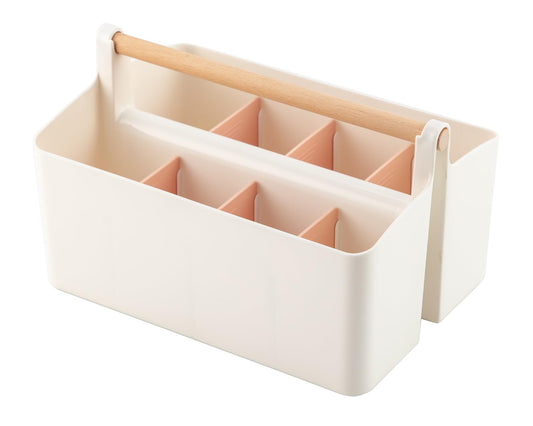 Vidifor Large Plastic Portable Caddy with Handle, Storage Organizer Bin with Adjustable Dividers for Art Supplies, Crafts, Colored Pencils, Makeup Desk