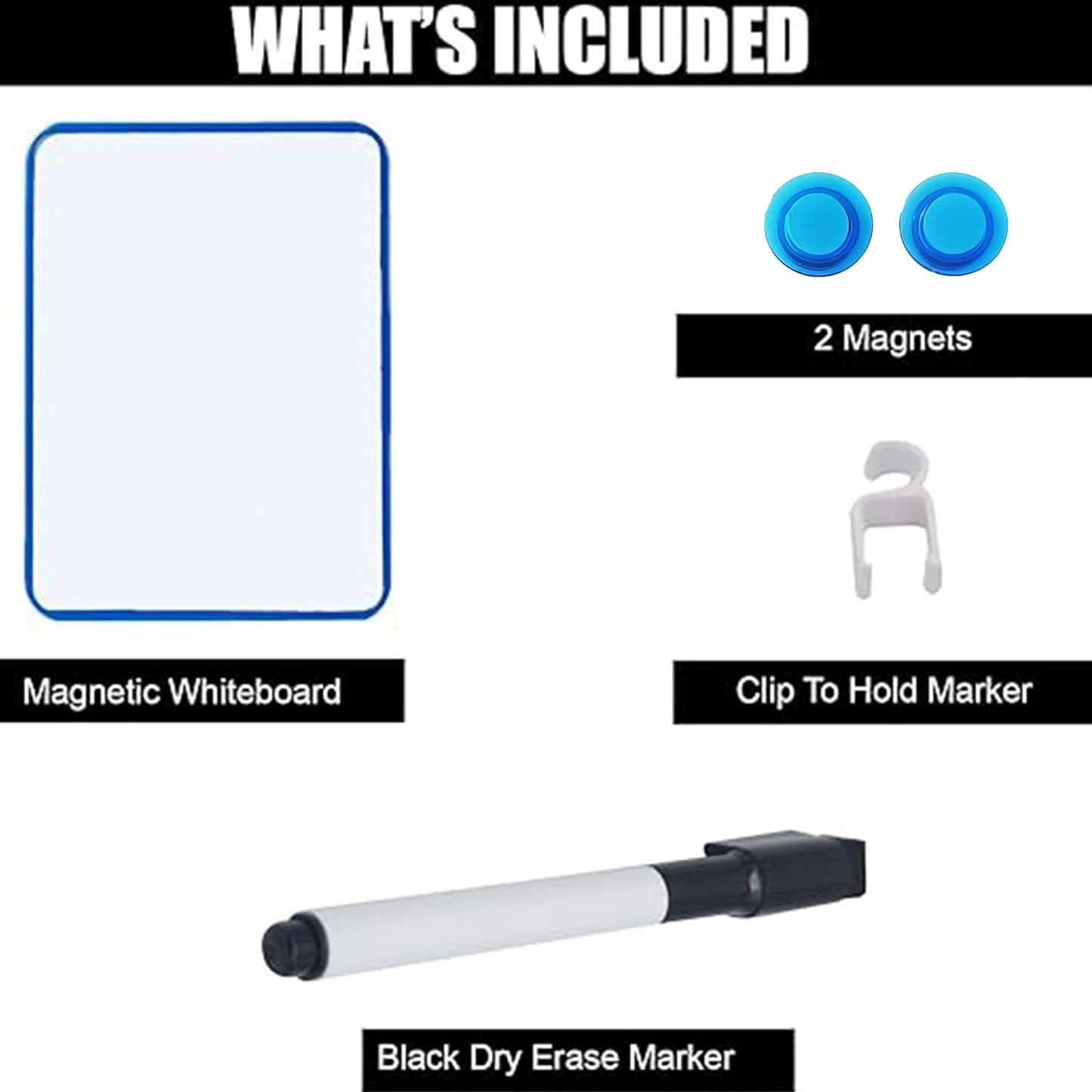 Magnetic Dry Erase Board for School Locker, 6" x 8", Blue Framed with Marker and 2 Magnets - Small Whiteboard for Classroom, Home, Office, Travel