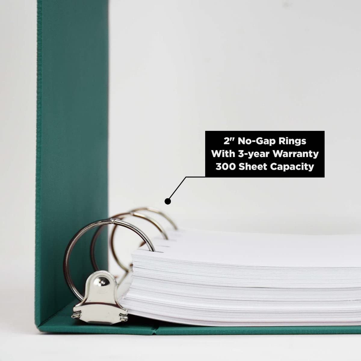 Carstens 2-Inch Heavy Duty 3-Ring Binder - Side Opening, Teal, Durable Plastic, Precision No-Gap Rings, Waterproof Covers, No Pockets, Holds 300 Letter-Sized Sheets, BPA-Free, Made in USA (5822-3R)