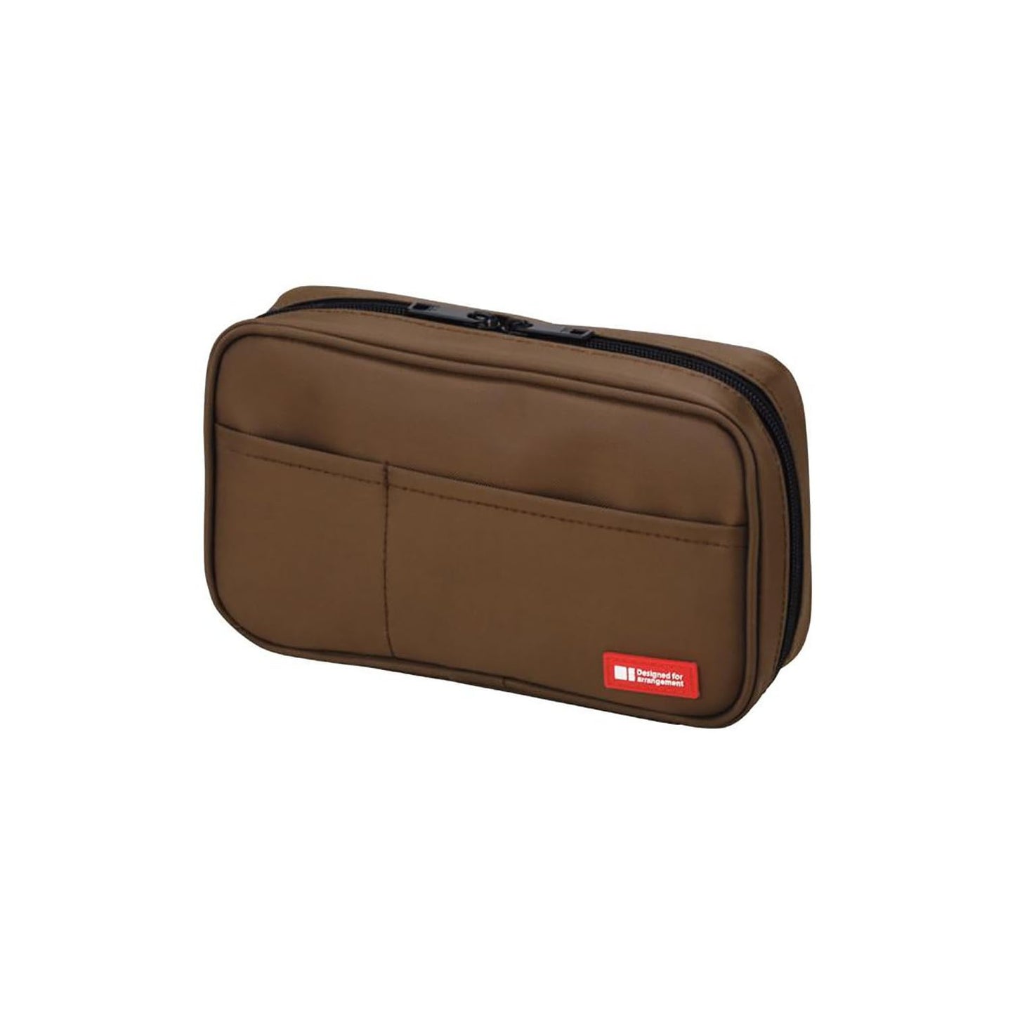 LIHIT LAB Large Capacity Zipper Pencil Case For School Office College, Big Capacity 4 Compartments Pencil Bag Holder Adults Teen Boys Girls, Travel Cosmetics Storage, Brown (A7551-9)