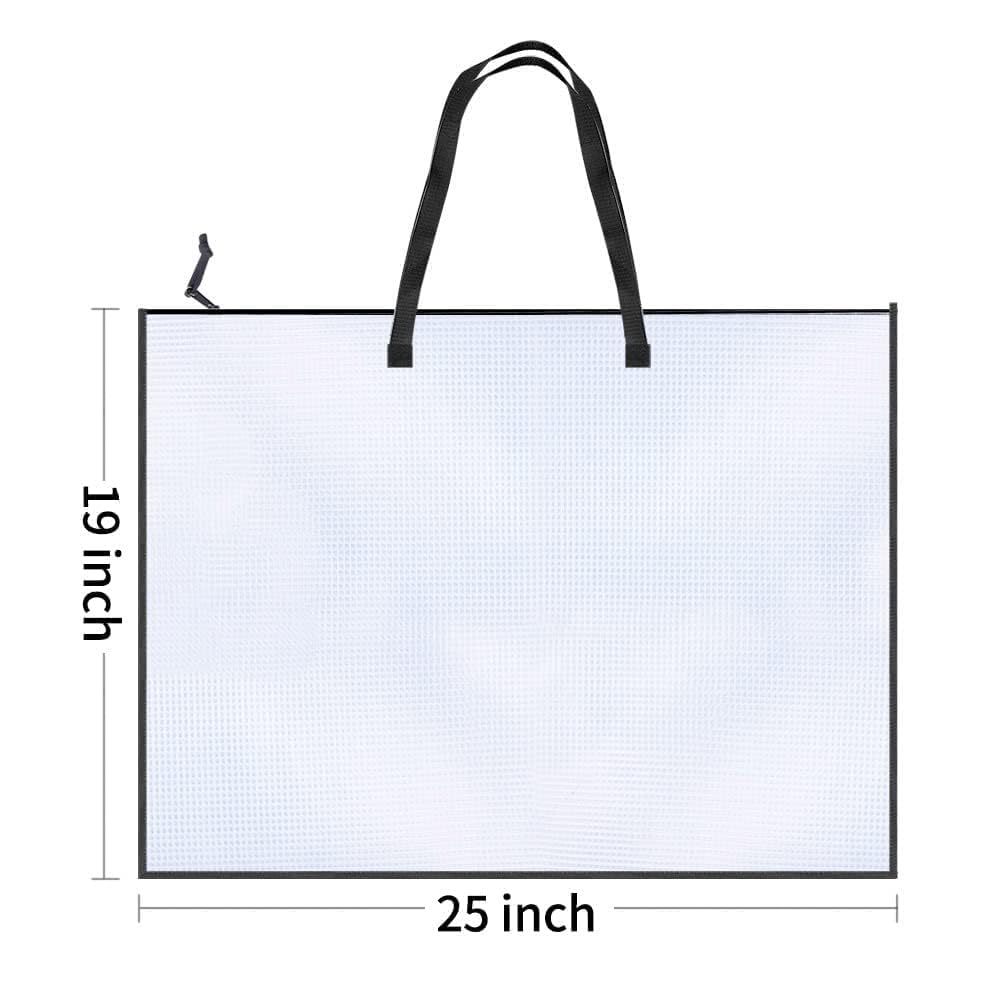 Opret 2 Pack 19x25 inch Art Portfolio Bags, Artwork Storage Case with Handle and Zipper Vinly Mesh Folder Organizers for Bulletin Boards, Scrapbooks, Keepsake and Poster Storage