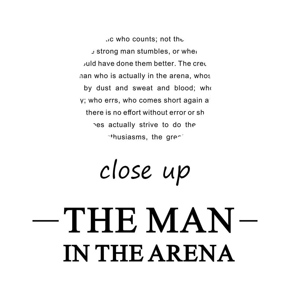 Inspirational Wall Art Home Decor The Man In The Arena Canvas Poster Print Motivational Positive Quotes Picture Painting Artwork for Modern Gym Living Room Office Stretched and Framed [12''Wx 18''H]