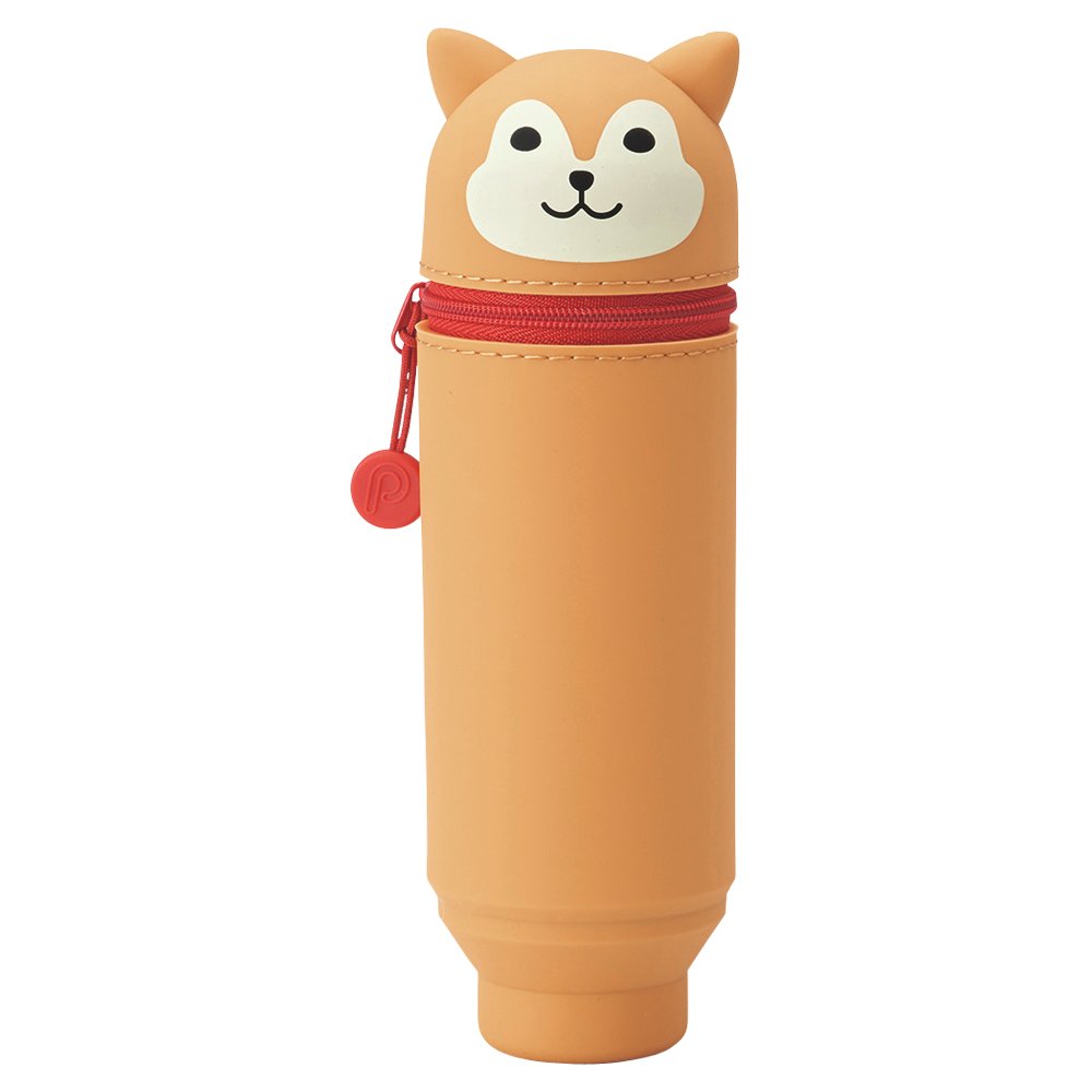 LIHIT LAB Kawaii Japanese Shiba Dog Stand Up Pencil Case For School Office College, Cute School Supplies, Animal Pen Holder Pouch Holder Teen Girls Artists, Travel Cosmetics Storage (A7712-2)