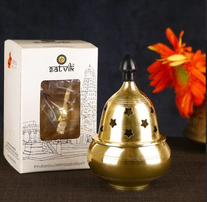 Craftsman Brass Akhand Diya Decorative Oil Lamp 3.5 Inch Medium Golden STK1293