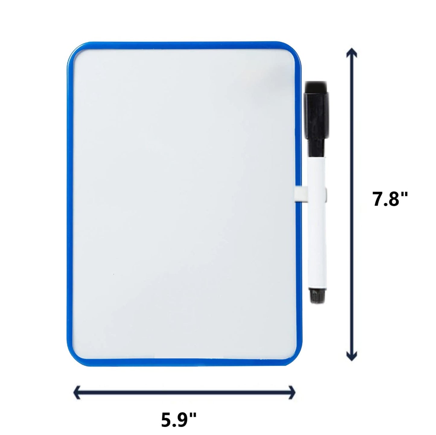 Magnetic Dry Erase Board for School Locker, 6" x 8", Blue Framed with Marker and 2 Magnets - Small Whiteboard for Classroom, Home, Office, Travel