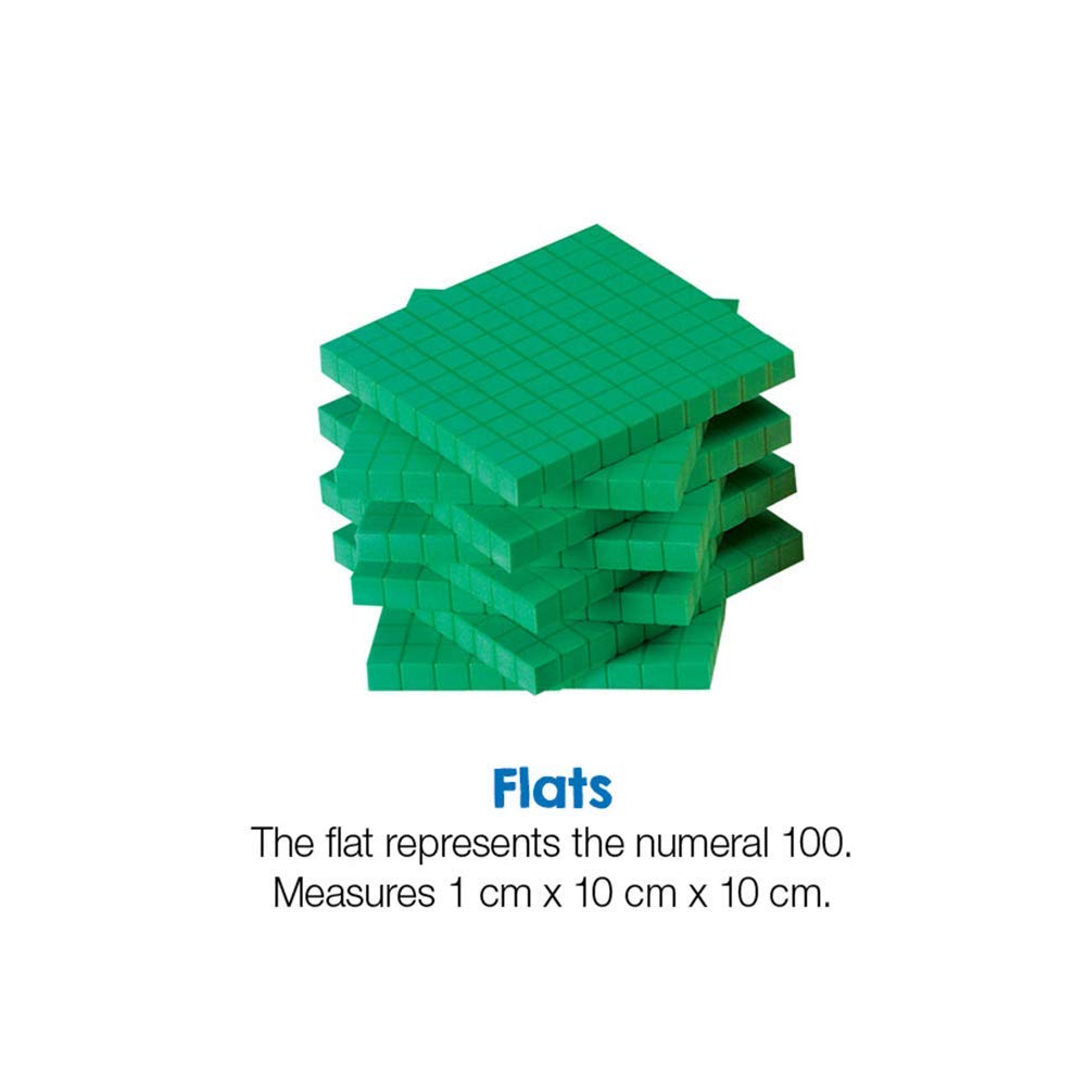 hand2mind Green Foam Base Ten Blocks, Flats Set, Place Value Blocks, Counting Cubes for Kids Math, Base 10 Math Manipulatives for Kids, Kindergarten Homeschool Supplies (Set of 10)