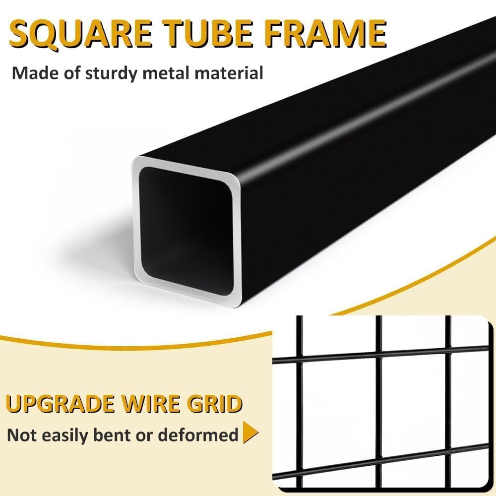 OUDUCK 3 Packs 1.8' x 5.7' Grid Wall Panels Standing Wire Grid, Display Rack with T-Base Wheels Freestanding Gridwall Panel Tower for Shows, Black