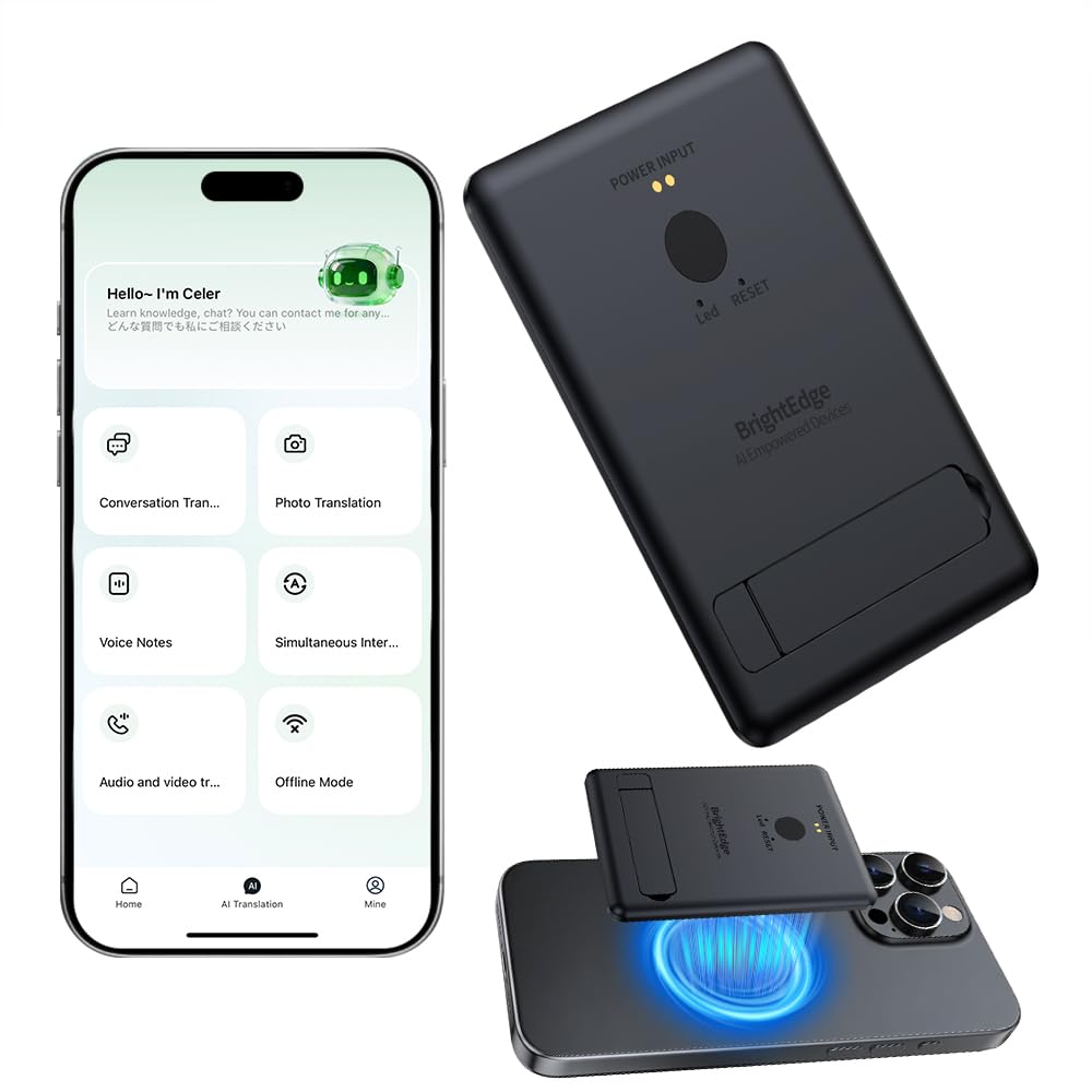 KECHOXAI Portable AI Voice Translator Device, 146+ Languages Real-Time Two-Way Translator with Offline Support & Magnetic Stand, for Travel, Business & Language Learning