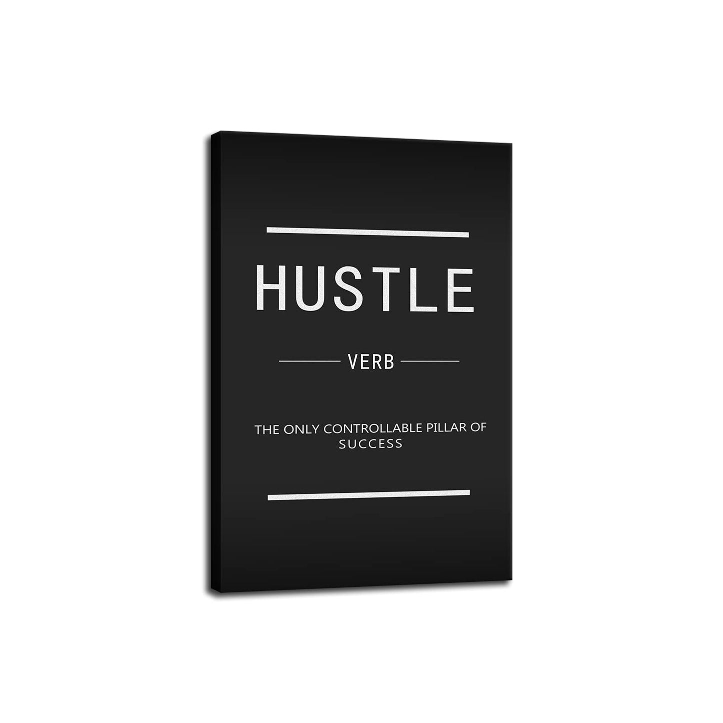 Hustle Verb Inspirational Canvas Wall Art Inspirational Entrepreneur Quotes Canvas Painting Modern Inspiring Poster Framed Art Decoration Home Office Decoration Ready to Hang[12''W X 18''H]