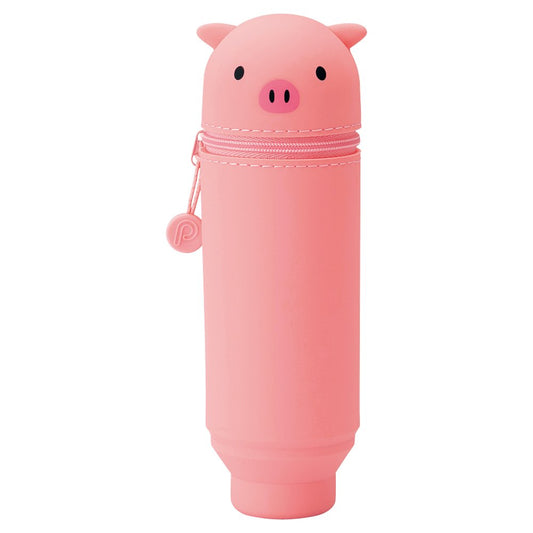 LIHIT LAB Kawaii Japanese Pig Stand Up Pencil Case For School Office College, Cute School Supplies, Animal Pen Holder Pouch Holder Teen Girls, Travel Cosmetics Storage, Artist Pencil Case (A7712-5)