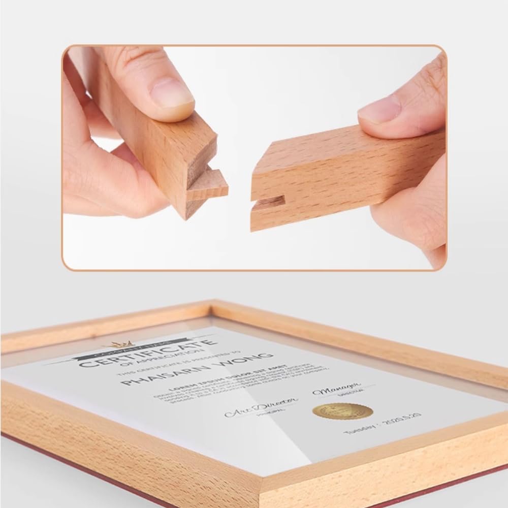 ECKEK Wall Mount Acrylic Sign Holder Self Adhesive Magnetic Display Frame Clear Document Frame for Office, Store, School, Home, Wall Picture Frame (Beech A5 148×210mm/5.83×8.27inches)