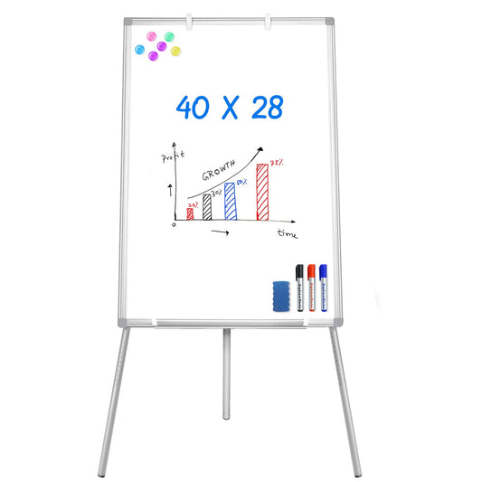 Easel Whiteboard - Magnetic Portable Dry Erase 40 x 28 Tripod Height Adjustable, Flipchart Easel Stand White Board for Office (40x28 White)