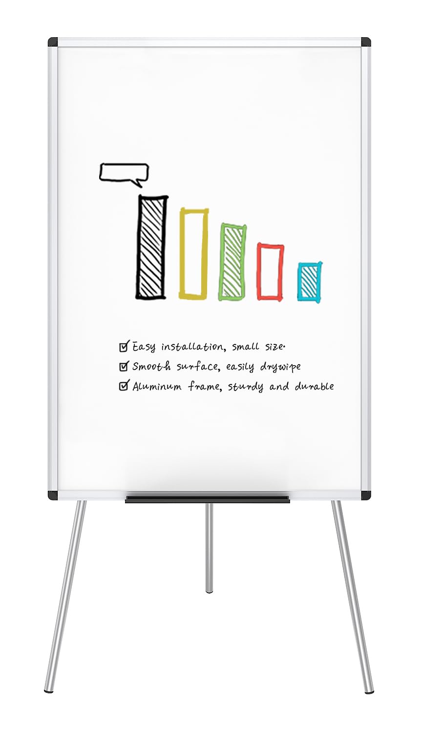 VIZ-PRO Whiteboard Easel, 36 x 24 Inches, Portable Dry Erase Board Height Adjustable for School Office and Home