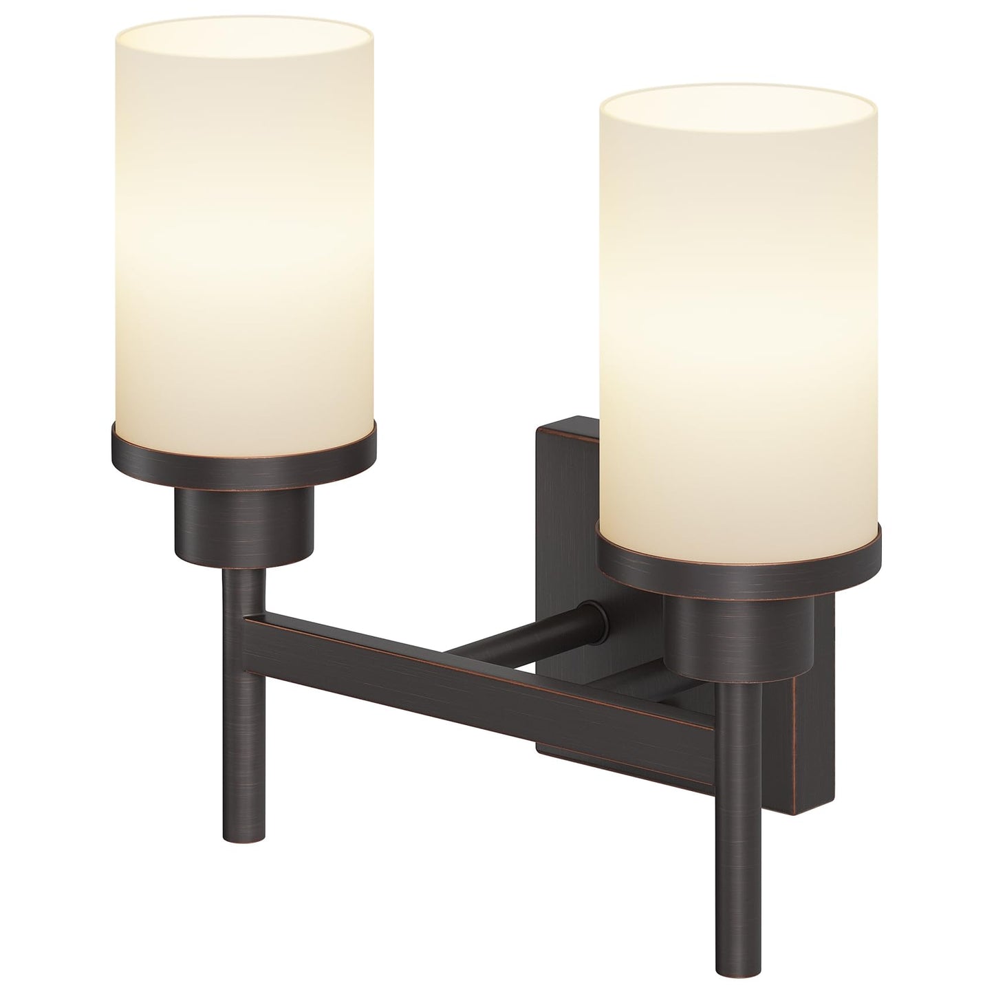 AONEON Wall Lights Over Mirror, 2-Light Oil Rubbed Bronze, Frosted Glass, Model T001ORB-L2, Double Wall Sconces for Bathroom and Hallway
