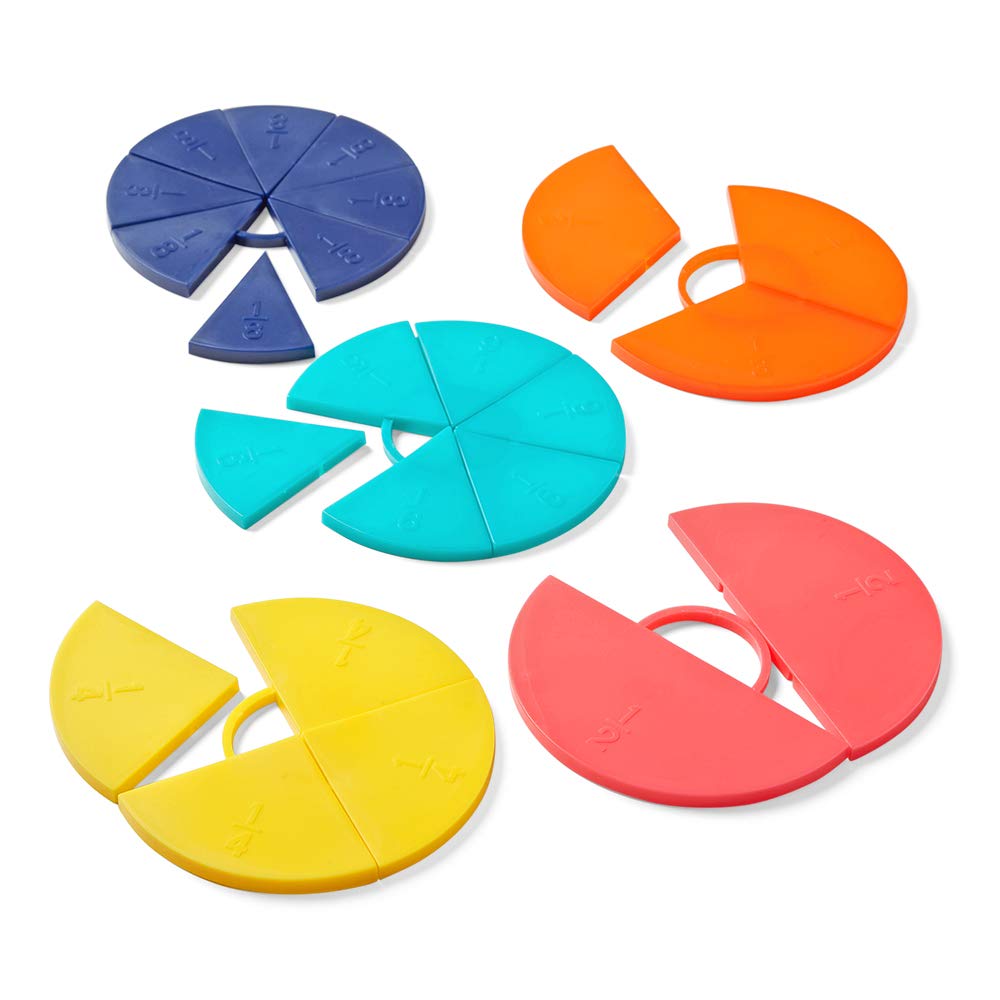 hand2mind - 42856 Plastic Rainbow Fraction Tiles, Homeschool Supplies (15 Sets of 51 Pieces) & hand2mind-35033 ETA Connecting Plastic Fraction Circles