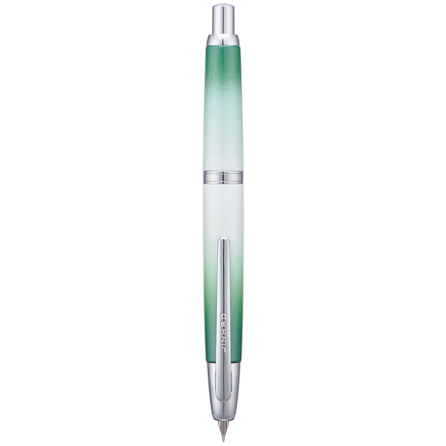 Jinhao 10 Press Fountain Pen with Box, Gradient Grass Green Retractable Extra Fine Nib with Ink Converter Set (Silver Clip)