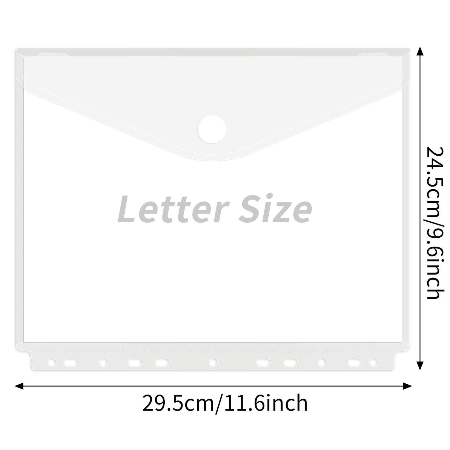 EOOUT 30Pcs Binder Folders, Binder Pockets, 11 Holes Clear Binder Organizer Poly Envelope with Hook and Loop Closure, Plastic Binder Folders for School and Office Supplies, Letter Size