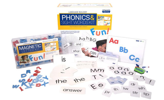 Language Builder Reading and Writing Intervention – Phonics & Sight Words Kit, Word Cards, Letters, Whiteboard, Lesson Plans, for K–3, Homeschool & Special Education, Autism Reading Curriculum
