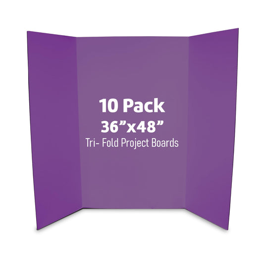 Flipside Products 36” x 48” Project Boards for Presentations, Science Fair, School Projects, Event Displays and Trifold Picture Board, Proudly Made in USA - Purple - 10 Pack