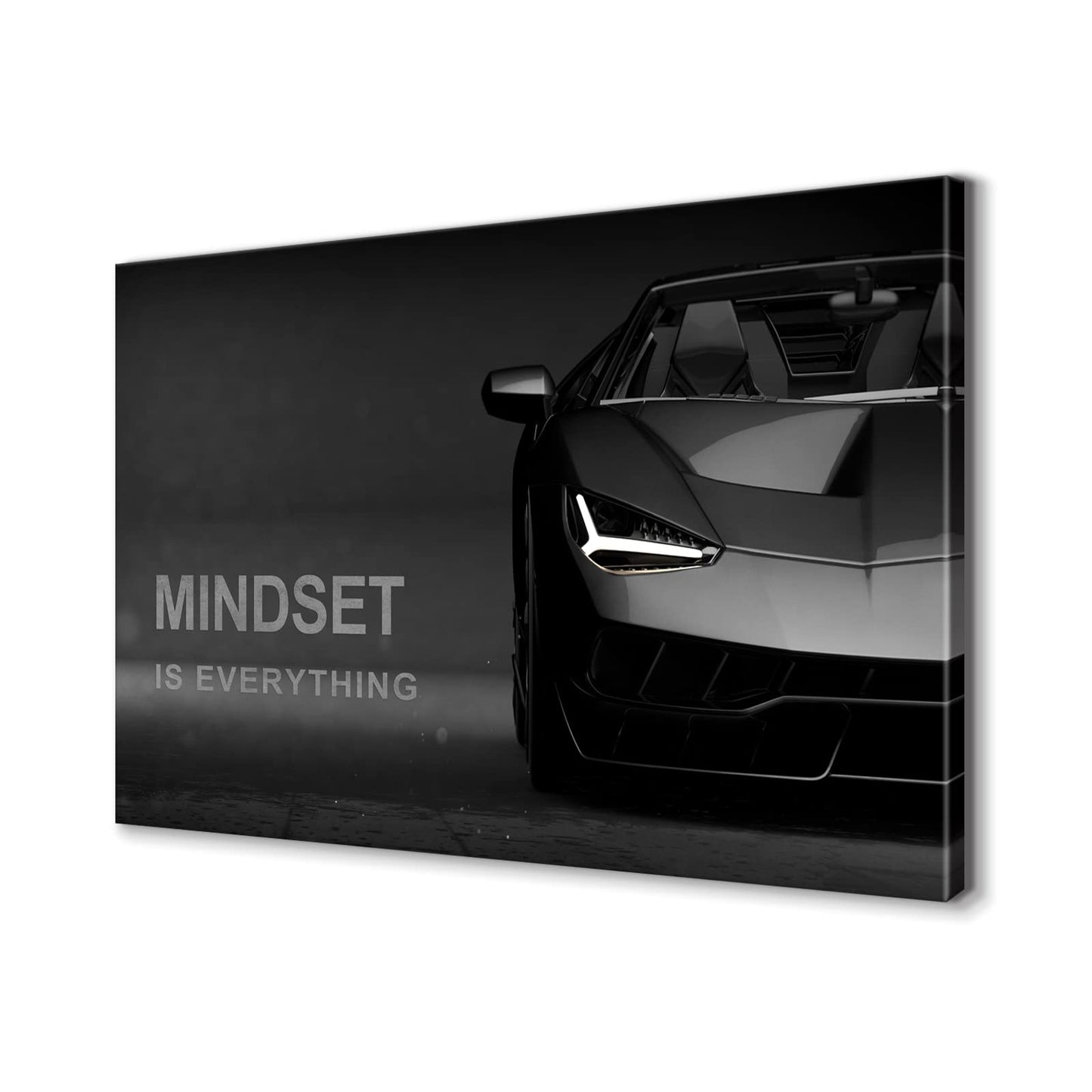 Motivational Canvas Wall Art Lamborghini Posters Prints Entrepreneur Bundle Set 1 Pieces Mindset Is Everything Canvas Wall Art Decorations for Office Bedroom (12" W x 18" H)