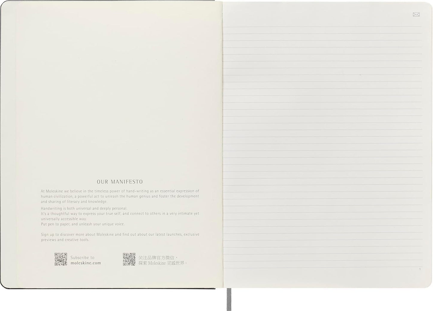 Moleskine Smart Notebook, Smart Writing System, Digital Notepad with Hard Cover, Ruled Pages and Elastic Closure, Size Extra Large 19 x 25 cm, Colour Black