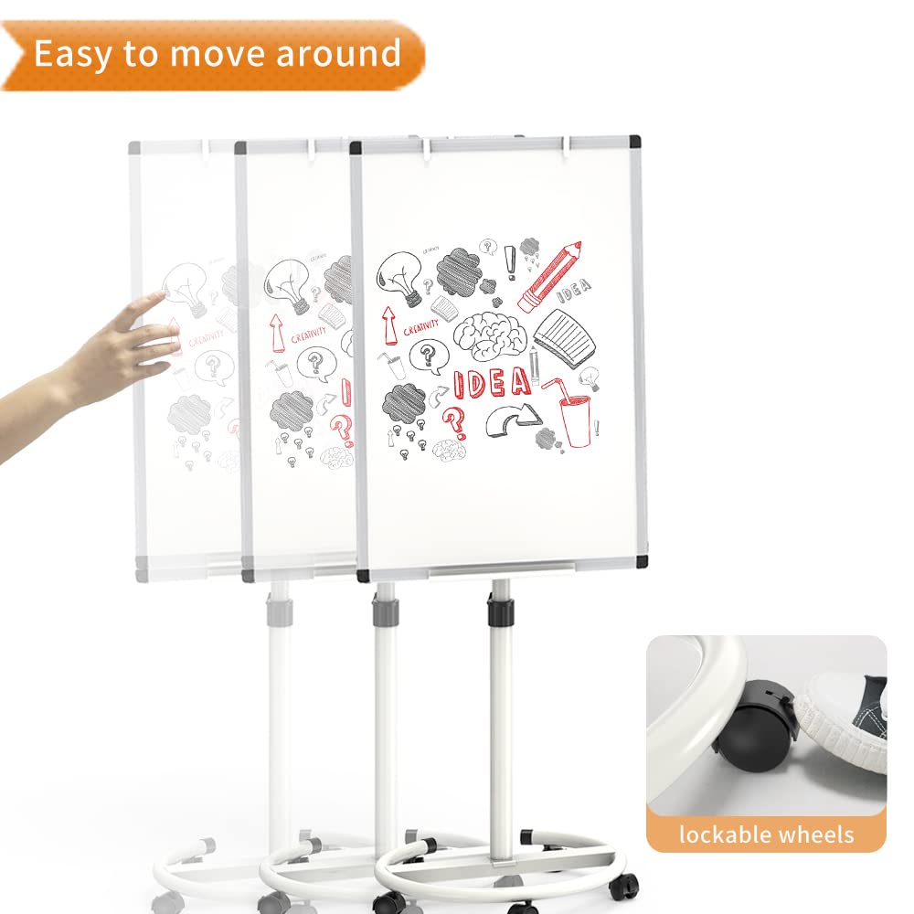VIZ-PRO ECO Magnetic Mobile Whiteboard, 36 X 24 Inches, Easel Flipchart Stand Rolling Dry Erase Board with Paper Pads
