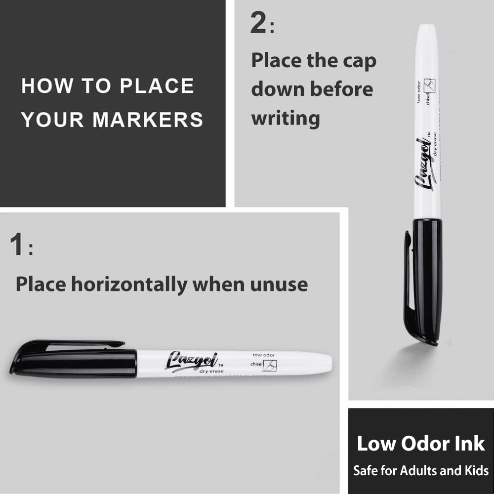 LAZGOL Dry Erase Markers Bulk, 96 Pack Black Dry Erase Markers Chisel Tip, Low Odor Whiteboard Markers for School, Office Supplies, Perfect for Writing on White Board, Mirror,Calender