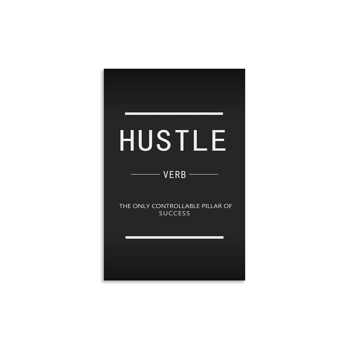 Hustle Verb Inspirational Canvas Wall Art Inspirational Entrepreneur Quotes Canvas Painting Modern Inspiring Poster Framed Art Decoration Home Office Decoration Ready to Hang[12''W X 18''H]