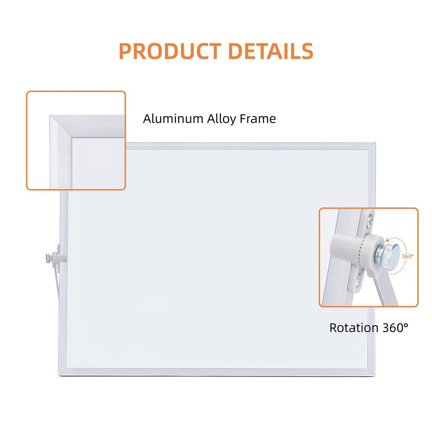 MXG Magnetic White Board Dry Erase, 10x14 Inch Double Sided Small Whiteboard with Stand, Includes 4 Markers, 4 Magnets & Eraser, Portable for Desktop, Wall, Office, & Classroom
