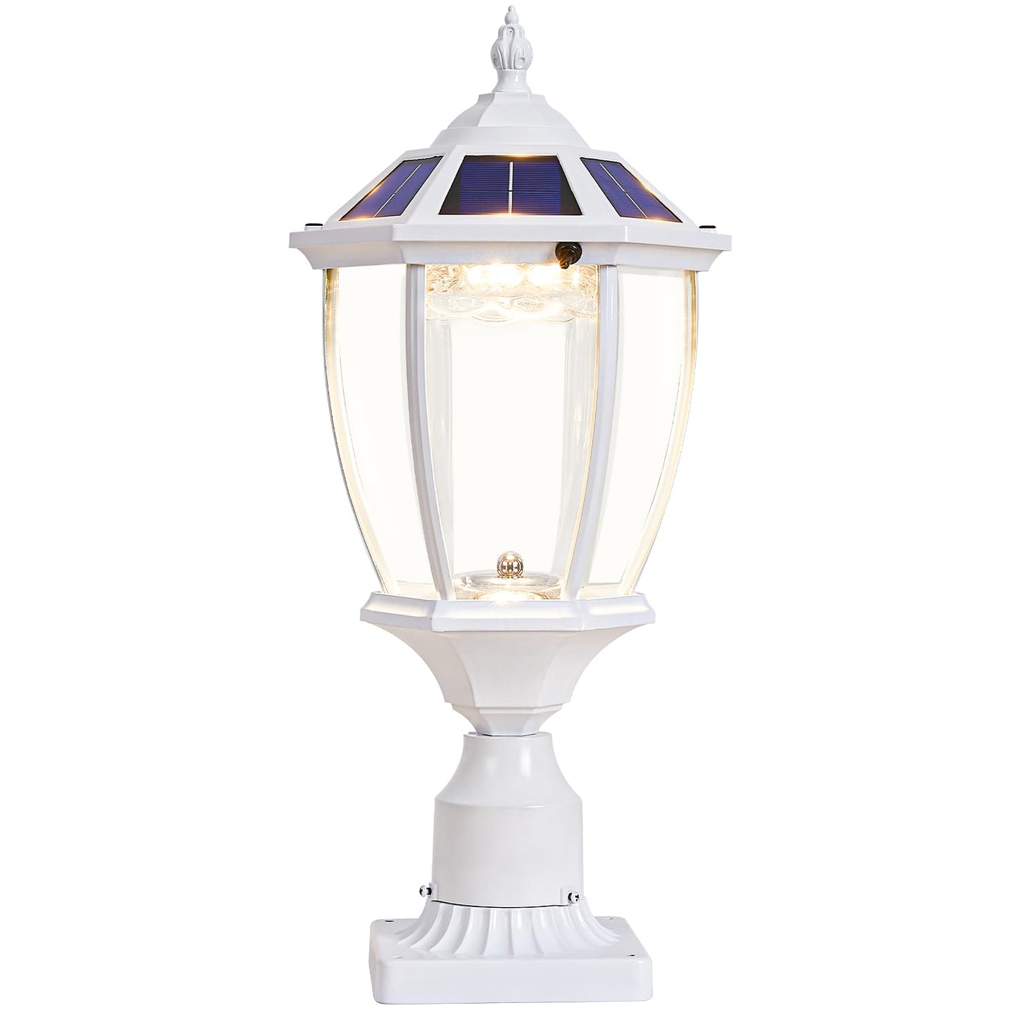 GYDZ Solar Post Light, Waterproof Aluminum Lamp for Pillar, Dusk to Dawn, Model 6531S.E-WH, White