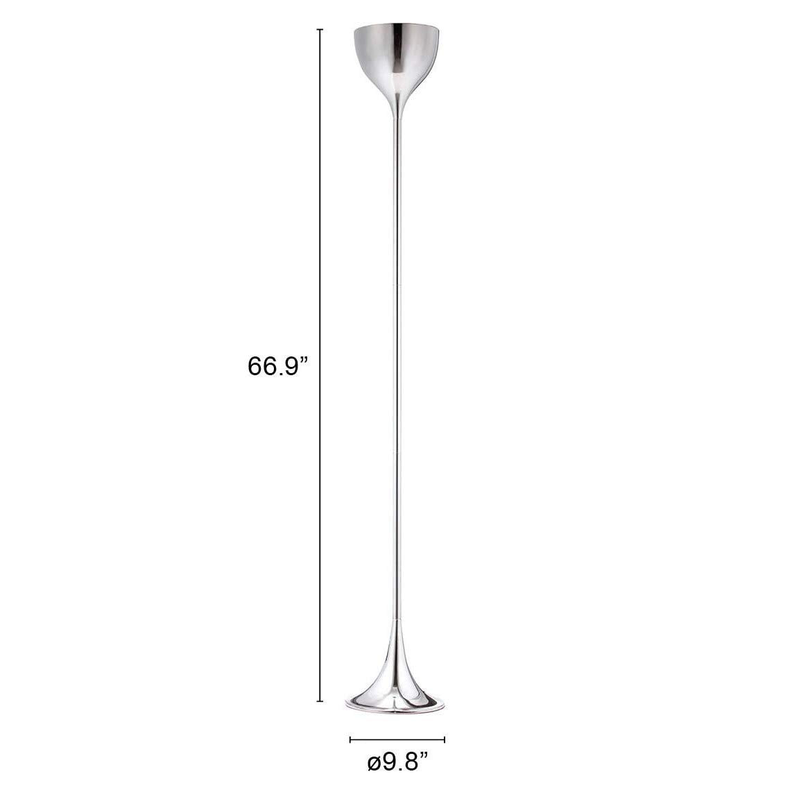 Zuo Neutrino Floor Lamp, Steel, Chrome Finish, Model 50013