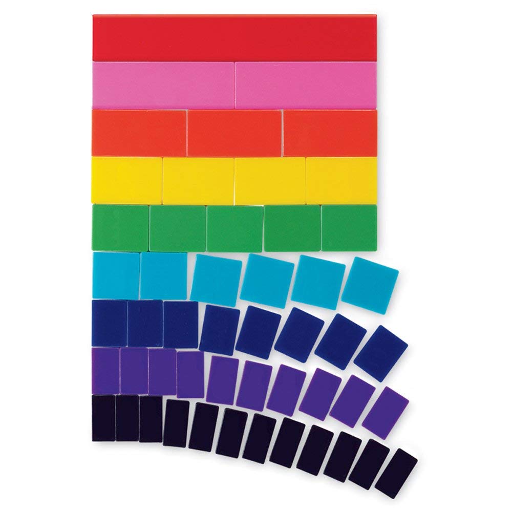 hand2mind Plastic Rainbow Blank Fraction Tiles, Montessori Math Materials for Kids to Learn Fraction Equivalence Math Manipulatives 4th Grade Fraction, Homeschool Supplies (Set of 51)