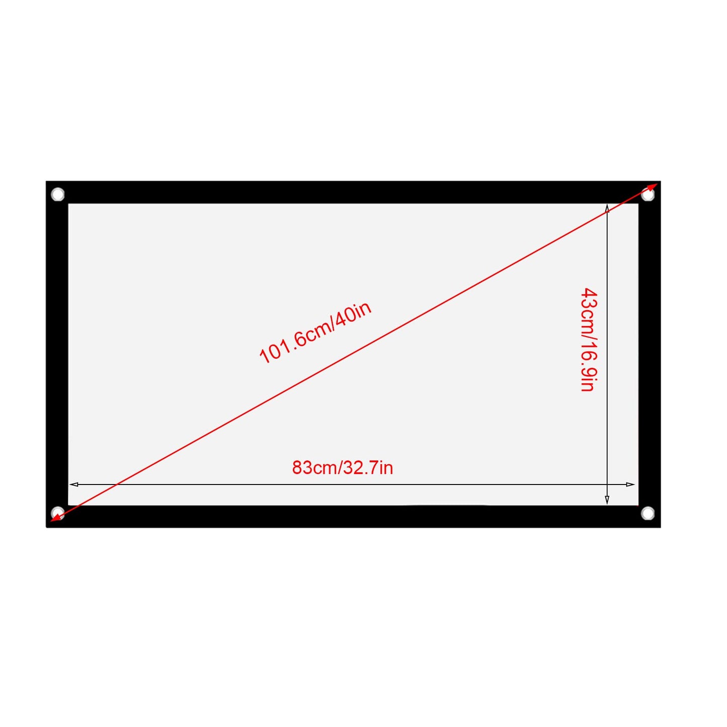 Projector Screen, 40Inch Portable Screen, Foldable Washable Non Crease Design, White Polyester, Front Back Projection Support, Movies Screen for Home Theater Outdoor Camping