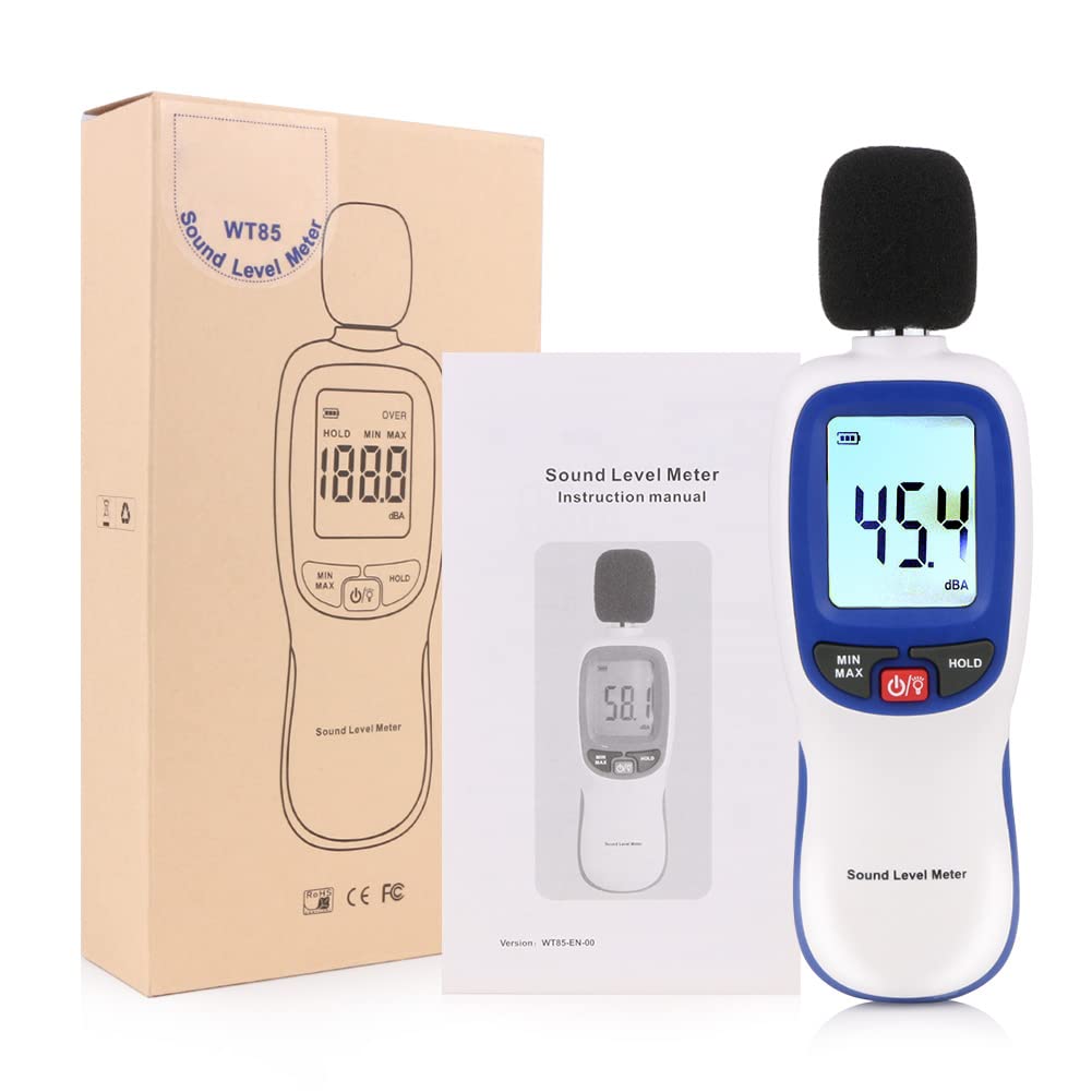 Decibel Sound Meter, Hand-Held Sound Level Meter 30dB to 13dB(A), Noise Meter Monitor with Backlight Alert, Noise Level Meter Tool for Home Office Job-site
