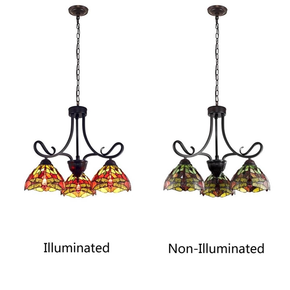 Chloe Lighting Empress Dragonfly Mini Chandelier, 3 Light, 24in Wide, Multicolor, Dark Bronze, Model CH3T471RD24-DD3