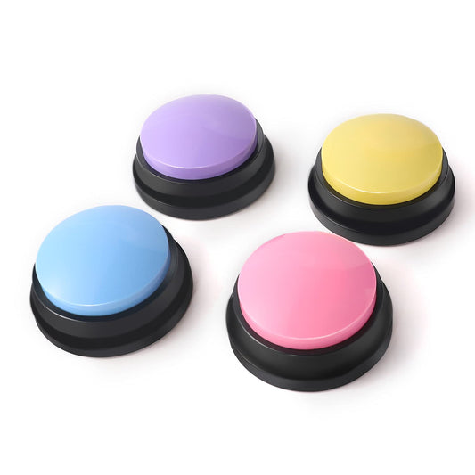 Voice Recording Button, Dog Buttons for Communication Pet Training Buzzer, 30 Second Record & Playback, Funny Gift for Study Office Home 4 Packs