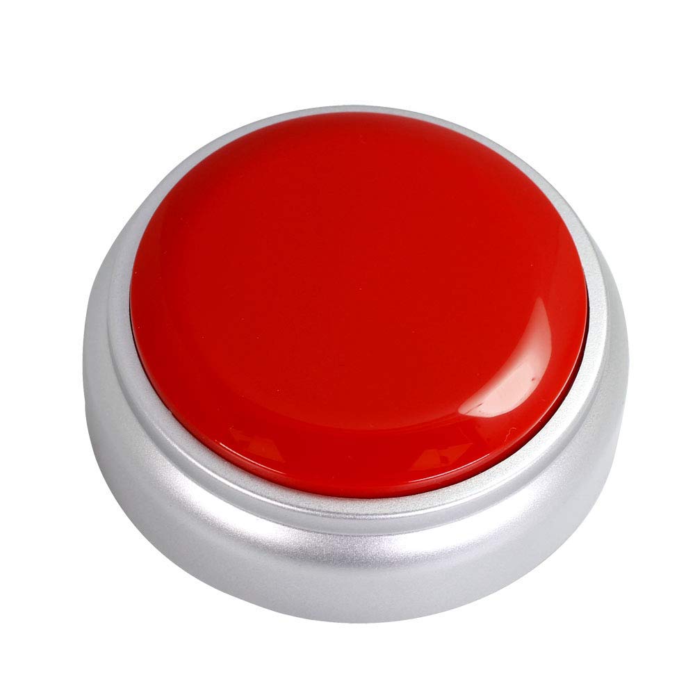 Cover 30 Seconds Answer Buzzers Recordable Talking Button Easy Button Record Button Toy Gift Answer Buzzers (RED+Silver)