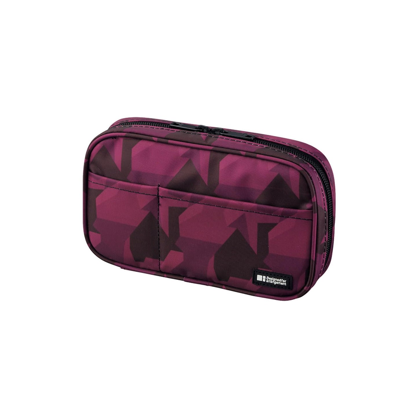 LIHIT LAB Large Capacity Zipper Pencil Case For School Office College, Big Capacity 4 Compartments Pencil Bag Holder Adults Teen Boys Girls, Travel Cosmetics Storage, Maroon Camo (A7551-133)