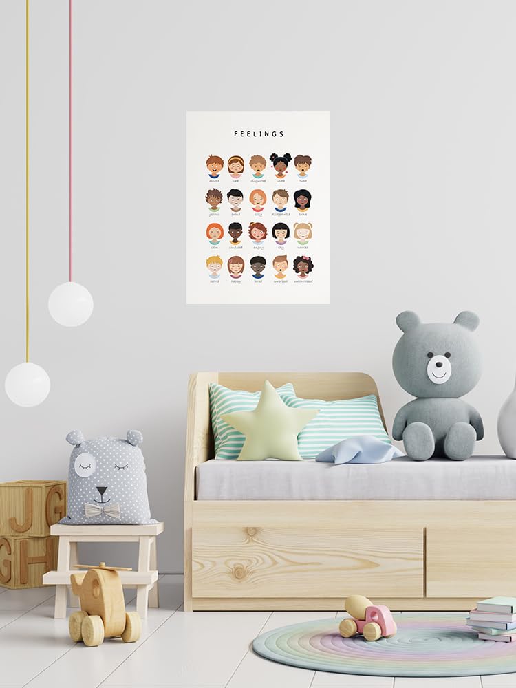 uoyien Feelings Chart And Emotions Poster For kids Mental Health Awareness Canvas Wall Art Special Emotions Faces Calm Corner Prints Classroom Social Worker Office Decor 12x16in Unframed