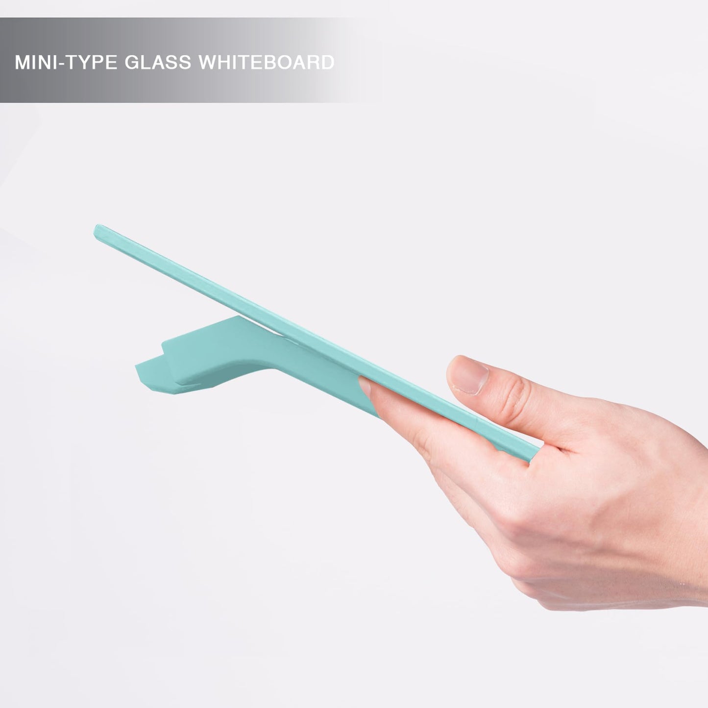 Aqua Blue Mini Desktop Pure Glass Whiteboard, Small Slope Slick Desk Whiteboard Glass, Desk White Board, Desktop White Board Dry Erase, Stenography Artifact for Office Home Schooling Décor, 8x6 Inches