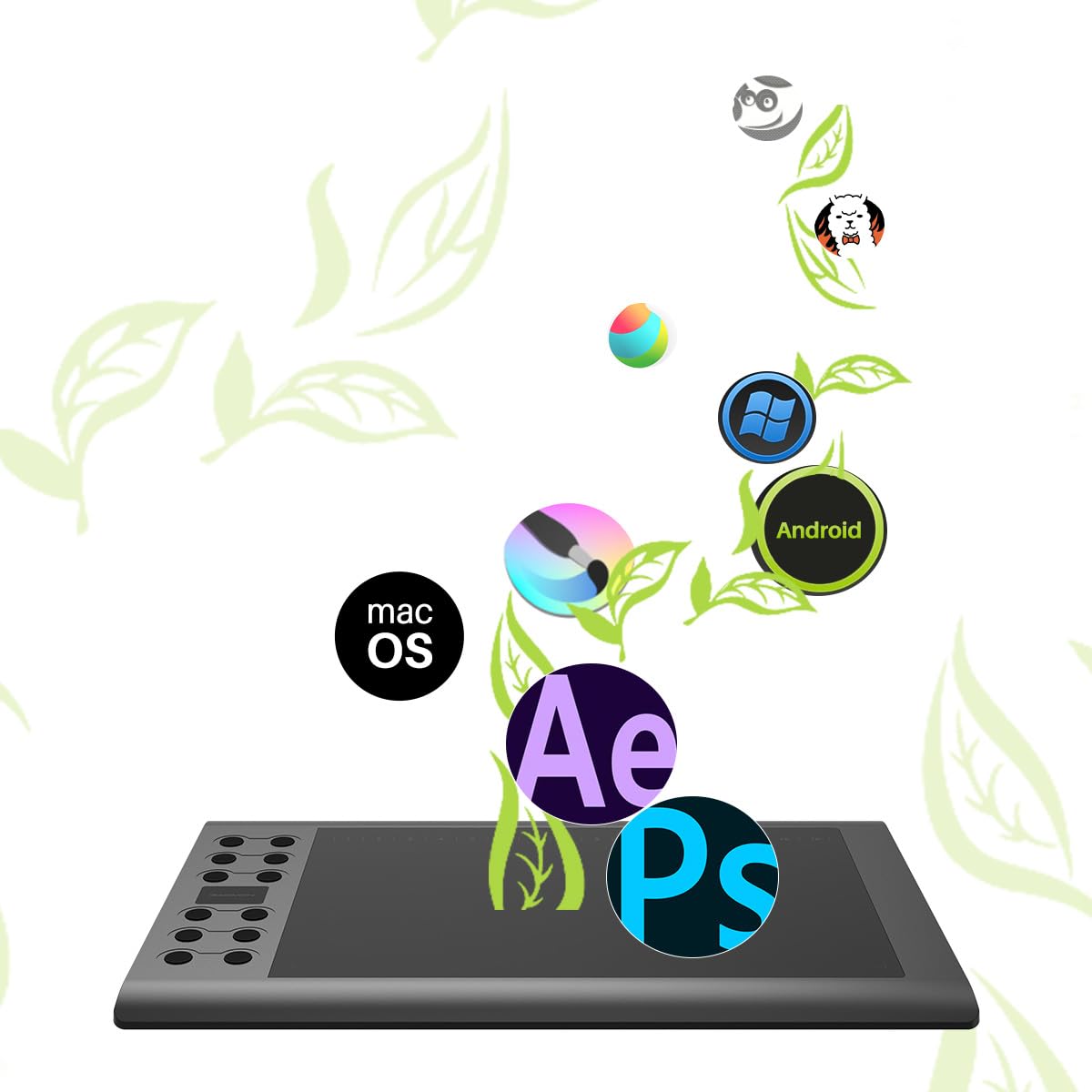 Drawing Tablet GAOMON M106K PRO 10 x 6.25 inches Large Graphic Tablet, Digital Art Tablet Supports Tilt Function with 12 Shortcut Keys, Battery-Free Stylus, Work with Mac, Windows PC & Android