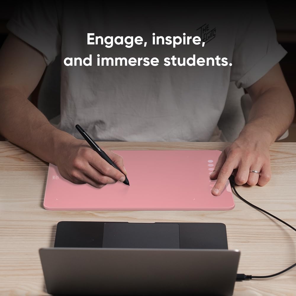 XPPen Deco 01 V3 10x6 Drawing Tablet | 16K Pressure Pen | Battery-Free Stylus | 8 Hotkeys | for OSU Gaming & Teaching | PC/Mac/Android/ChromeOS Compatible | Pink