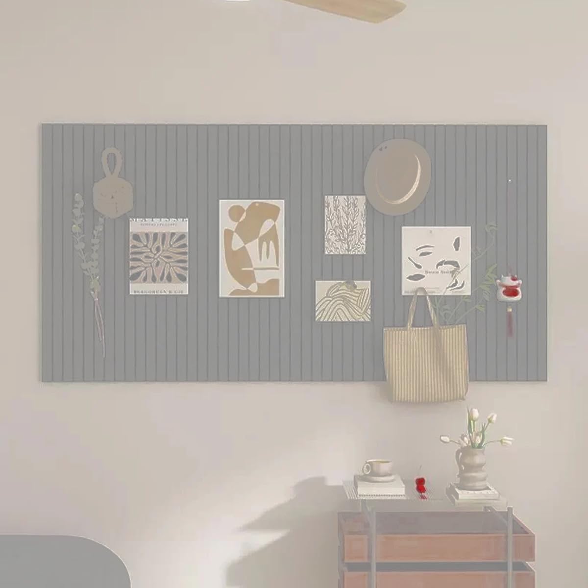 Felt Bulletin Board 36"x 24"-6 Felt Tiles Cork Board Wall Panels Home Office Wall Fabric Pin Board for Classroom/Kids Art Display/Photo Picture Wall/Acoustic,Self-Adhesive,Light Grey