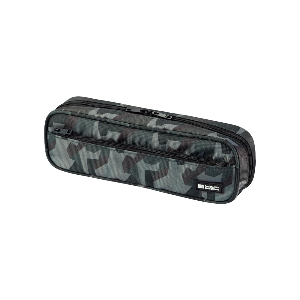 LIHIT LAB Large Capacity Zipper Long Pencil Case For School Office College, Big Capacity Pencil Bag Holder Adults Teen Boys Girls, Travel Cosmetics Storage, Green Camo (A7552-131)